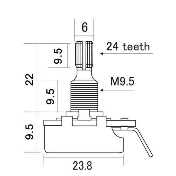 CTS 250K Split Shaft Potentiometer - Diagram