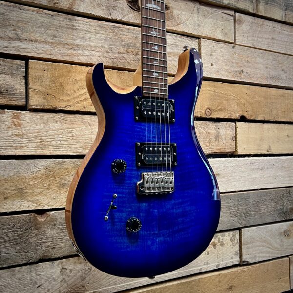 PRS SE Custom 24 Left Handed Electric Guitar - Faded Blue Burst - Angle