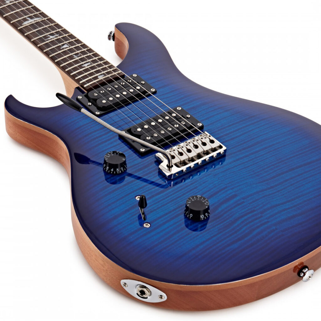 PRS SE Custom 24 Left Handed Electric Guitar - Faded Blue Burst - Angle