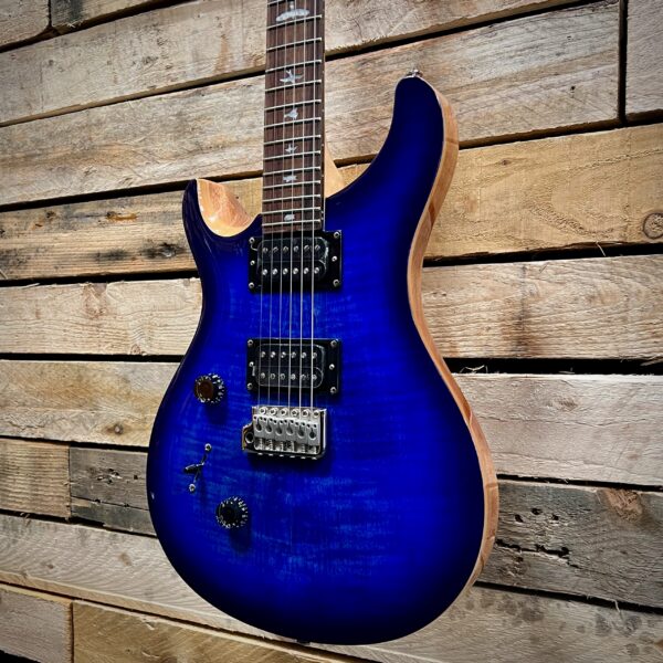 PRS SE Custom 24 Left Handed Electric Guitar - Faded Blue Burst - Angle 2