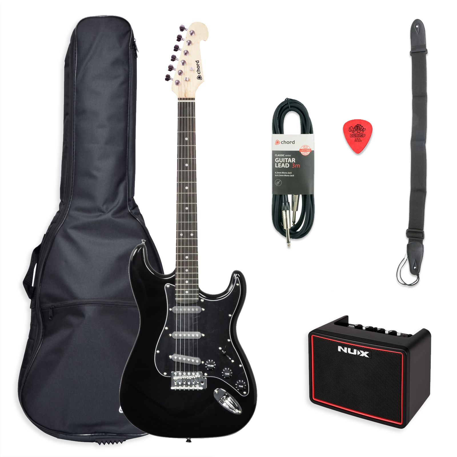 Chord CAL63 Electric Guitar Starter Pack Black Zebra Muzik