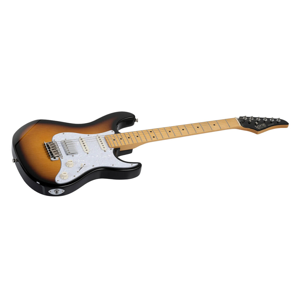 Levinson Sceptre Ventana Deluxe SV2 Electric Guitar – 2 Tone Sunburst - Angle