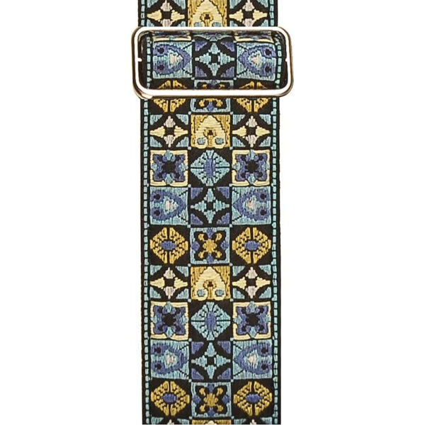 Gaucho Traditional Series 2 Jacquard Weave Guitar Strap - Blue Mosaic - Pattern