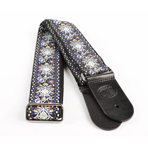 Gaucho Traditional Series 2" Jacquard Weave Guitar Strap - Purple - Leather Ends