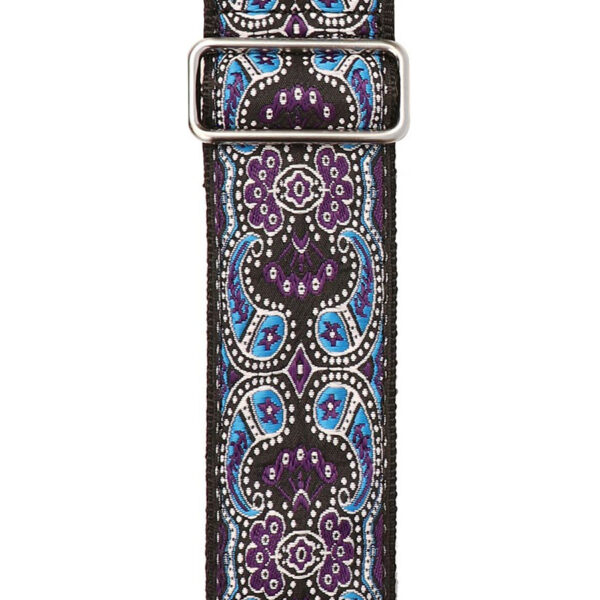 Gaucho Traditional Series 2 Jacquard Weave Guitar Strap - Purple and Blue - Pattern
