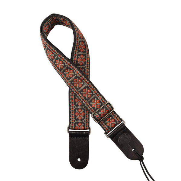 Gaucho Traditional Series 2 Jacquard Weave Guitar Strap - Red and Grey