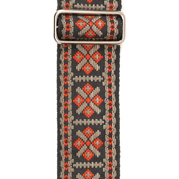 Gaucho Traditional Series 2 Jacquard Weave Guitar Strap - Red and Grey - Pattern