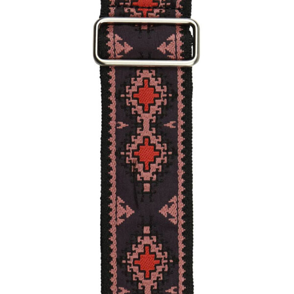 Gaucho Traditional Series 2 Jacquard Weave Guitar Strap - Red and Purple - Pattern