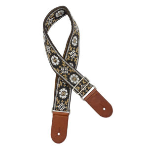 Gaucho Traditional Deluxe Series 2 Jacquard Weave Guitar Strap - Black and White