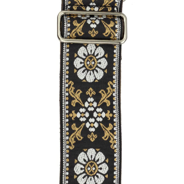 Gaucho Traditional Deluxe Series 2 Jacquard Weave Guitar Strap - Black and White - Pattern