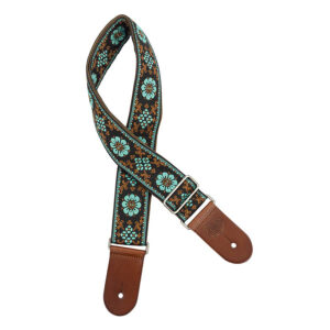 Gaucho Traditional Deluxe Series 2 Jacquard Weave Guitar Strap - Brown and Blue