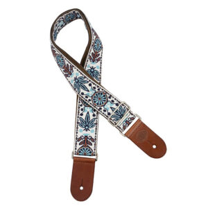 Gaucho Traditional Deluxe Series 2 Jacquard Weave Guitar Strap - White and Blue