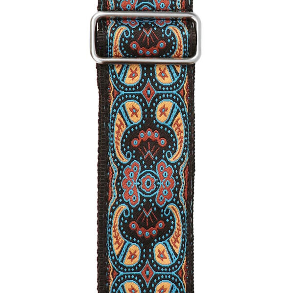 Gaucho Traditional Series 2 Jacquard Weave Guitar Strap - Blue/Brown/Yellow - Pattern