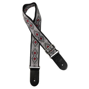 Gaucho Traditional Series 2 Jacquard Weave Guitar Strap - Grey and Red