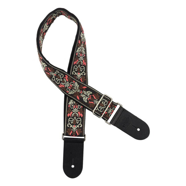 Gaucho Traditional Series 2 Jacquard Weave Guitar Strap - Pink and Black