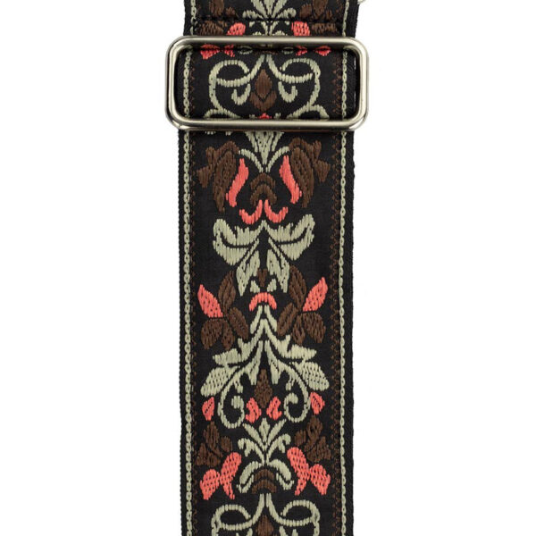Gaucho Traditional Series 2 Jacquard Weave Guitar Strap - Pink and Black - Pattern