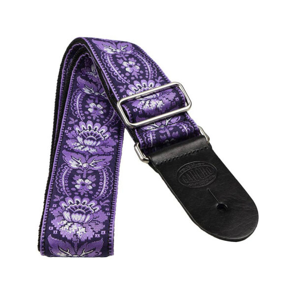 Gaucho Traditional Series 2 Jacquard Weave Guitar Strap - Purple - Leather Ends