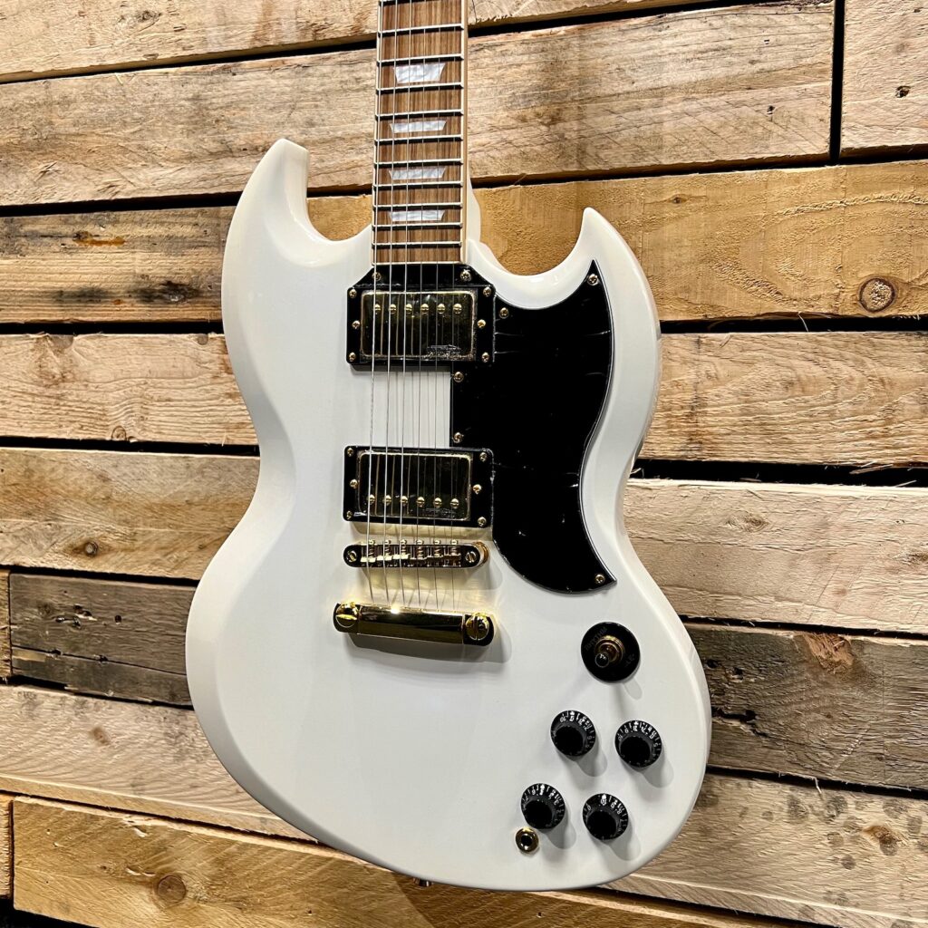 Vintage VS6 ReIssued Electric Guitar - Arctic White - Angle 2