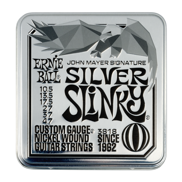 Ernie Ball Silver Slinky John Mayer Signature Electric Guitar Strings 3 Pack Tin - 10.5-47 - Front