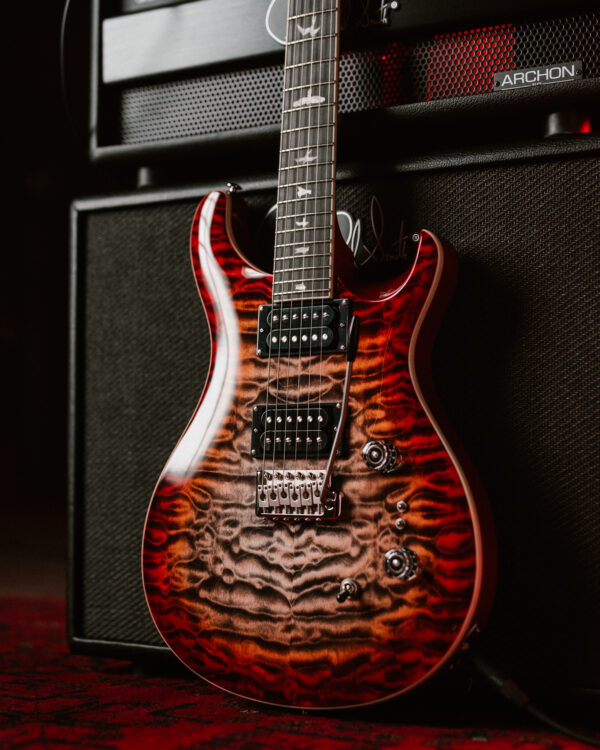 PRS SE Custom 24-08 Quilt Electric Guitar - Charcoal Cherry Burst - Promo 1