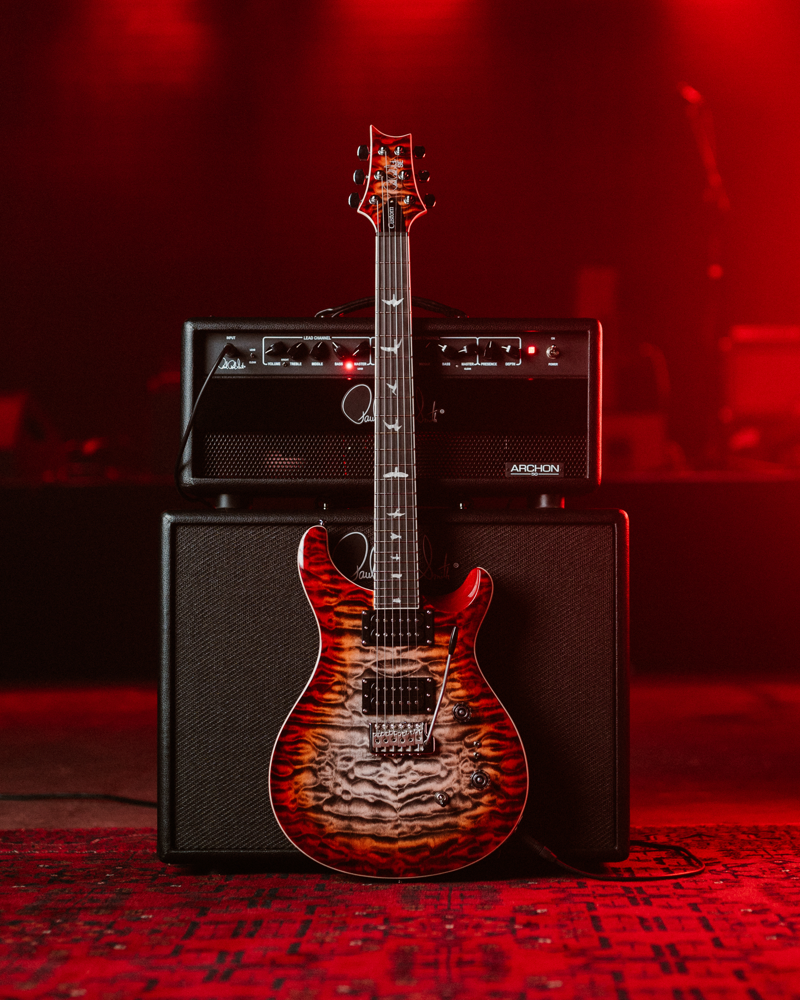 PRS SE Custom 24-08 Quilt Electric Guitar - Charcoal Cherry
