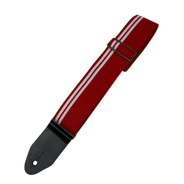 Leathergraft Cotton F1 Racing Stripe Guitar Strap – Red & White