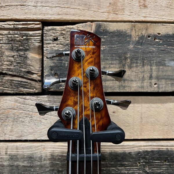 Ibanez Soundgear SR405EQM 5-String Electric Bass Guitar (Pre-Owned) - Dragon Eye Burst - Headstock