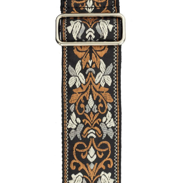 Gaucho Traditional Series 2 Jacquard Weave Guitar Strap - Black:Brown:Grey - Pattern