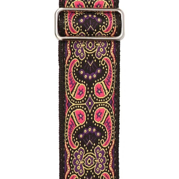Gaucho Traditional Series 2 Jacquard Weave Guitar Strap - Pink:Purple:Yellow - Pattern