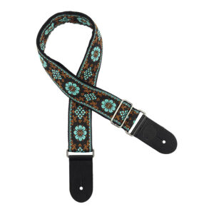 Gaucho Traditional Series 2 Jacquard Weave Guitar Strap - Teal:Black