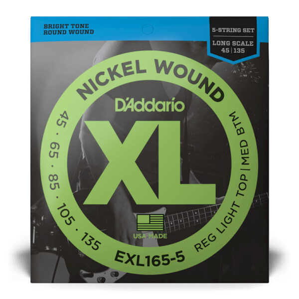 D'Addario EXL165-5 5-String Bass Guitar Strings - Custom Light - 45-135