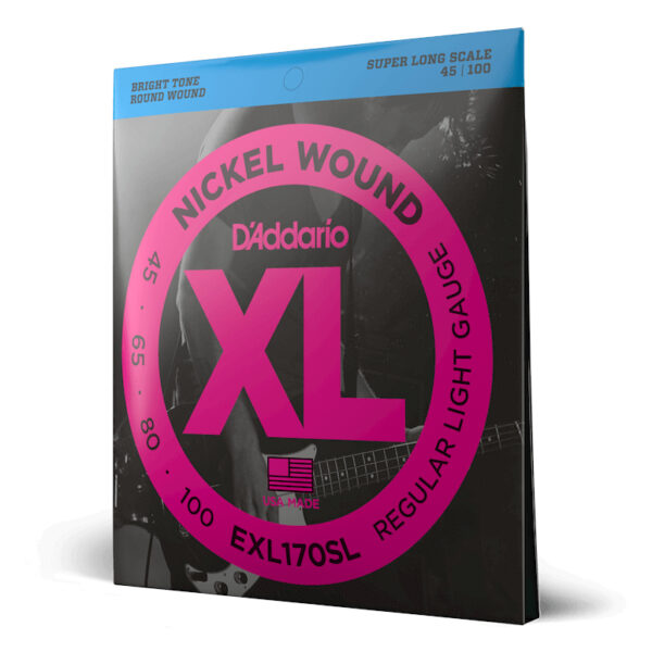 D'Addario EXL170SL Super Long Scale Bass Guitar Strings - Light - 45-100 - Angle