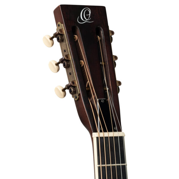 Ortega Americana Series Resonator Guitar - Distressed Satin Whiskey Burst - Headstock