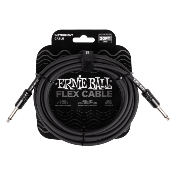 Ernie Ball Flex Instrument Cable Straight:Straight - 20ft:6m - Black