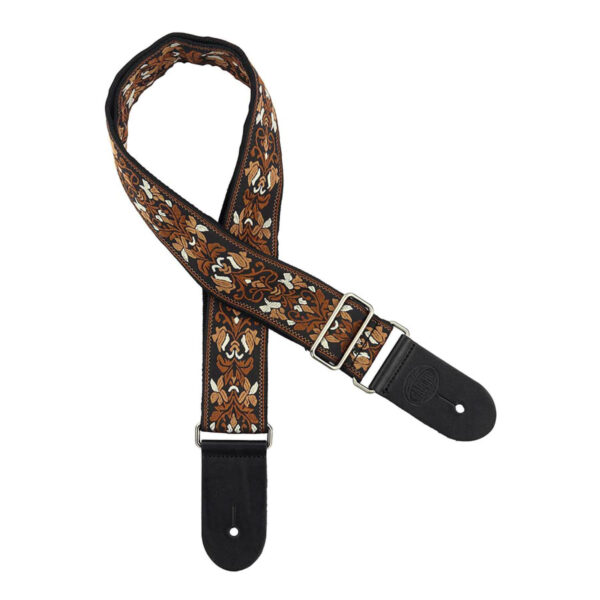 Gaucho Traditional Series 2 Jacquard Weave Guitar Strap - Black and Gold