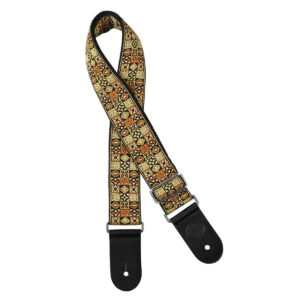 Gaucho Traditional Series 2 Jacquard Weave Guitar Strap - Gold Mosaic