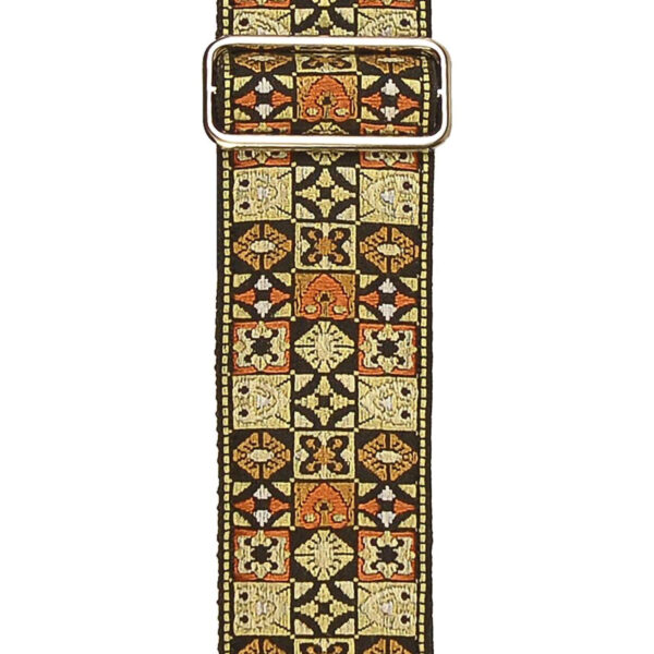 Gaucho Traditional Series 2 Jacquard Weave Guitar Strap - Gold Mosaic - Pattern