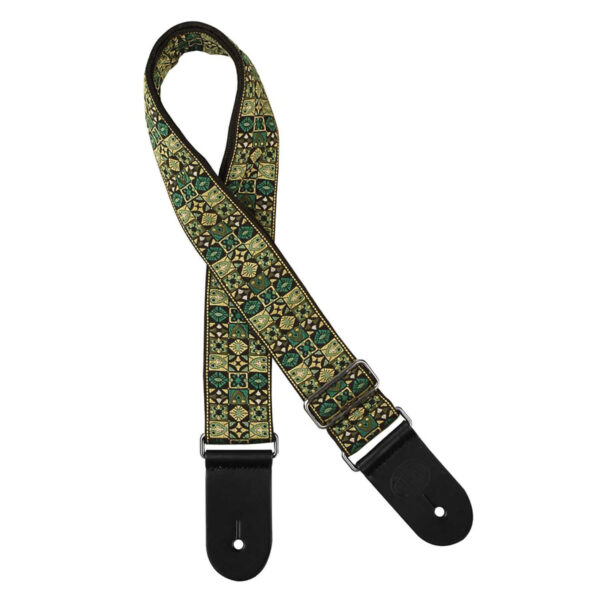Gaucho Traditional Series 2 Jacquard Weave Guitar Strap - Green Mosaic