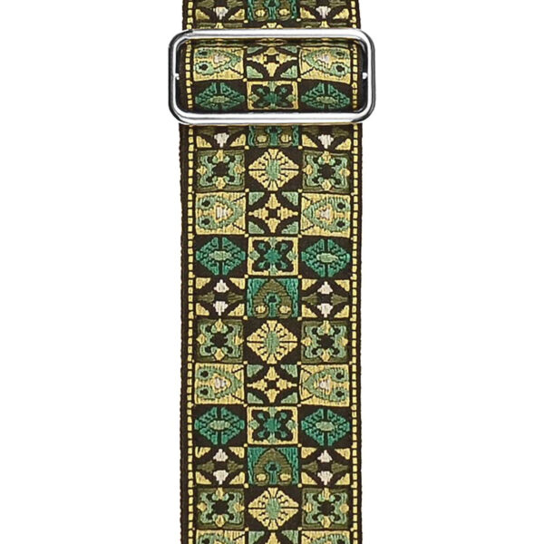 Gaucho Traditional Series 2 Jacquard Weave Guitar Strap - Green Mosaic - Pattern