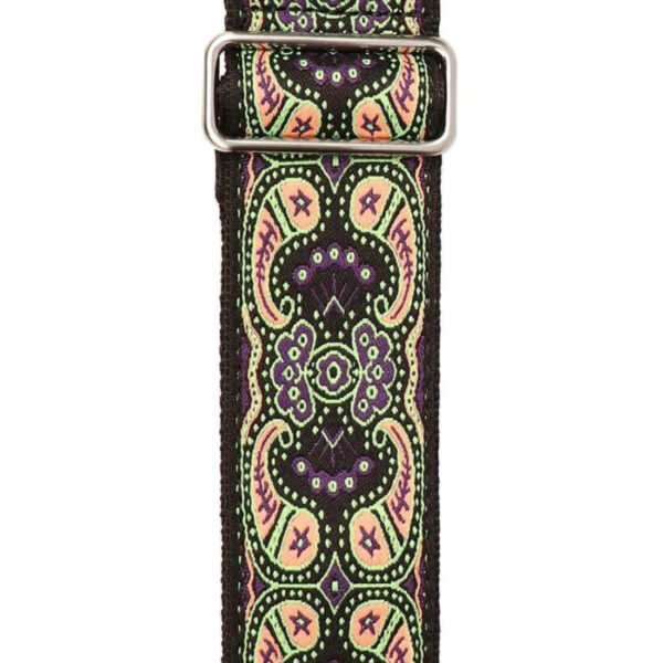 Gaucho Traditional Series 2 Jacquard Weave Guitar Strap - Green:Purple - Pattern