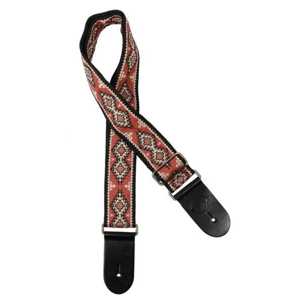 Gaucho Traditional Series 2 Jacquard Weave Guitar Strap - Red Aztec