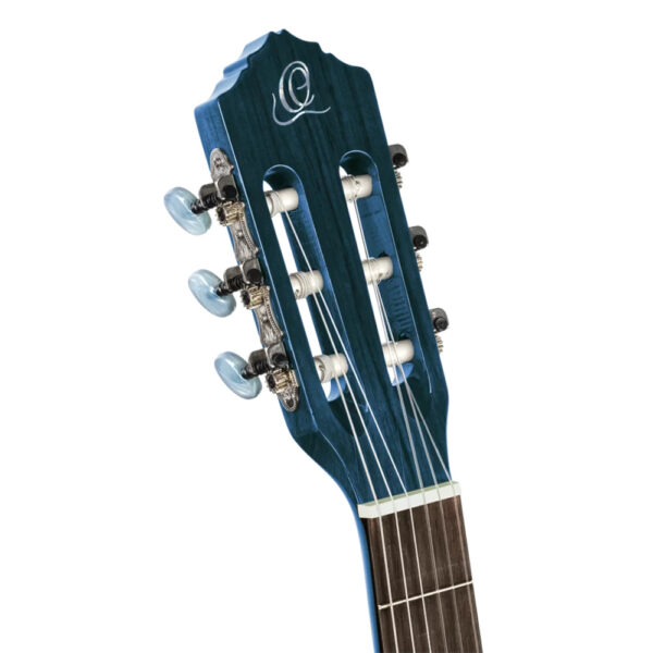 Ortega R121SNOC Family Series Slim Neck Classical Guitar - Ocean Blue - Headstock