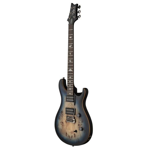 PRS SE Custom 24-08 Poplar Burl Limited Edition Electric Guitar - Laked Blue Midnight Burst - Angle