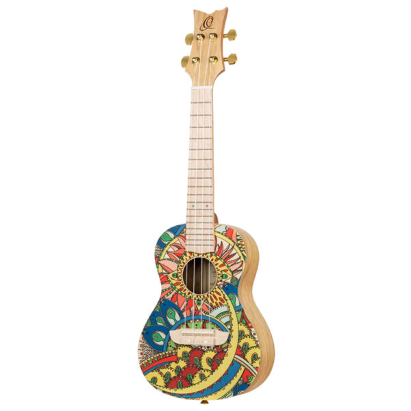 Ortega RUAR-MI Art Series Concert Size Ukulele - Mystic India - Angle