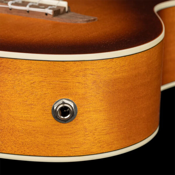Ortega RUDAWN-CE Earth Series Concert Size Electro-Acoustic Ukulele - Dawn Sunburst - Output Jack Socket