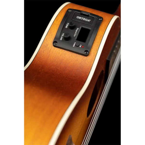 Ortega RUDAWN-CE Earth Series Concert Size Electro-Acoustic Ukulele - Dawn Sunburst - Preamp