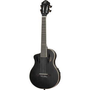 Ortega TourPlayer Series Tenor Size Left-Handed Ukulele - Matte Black - Angle