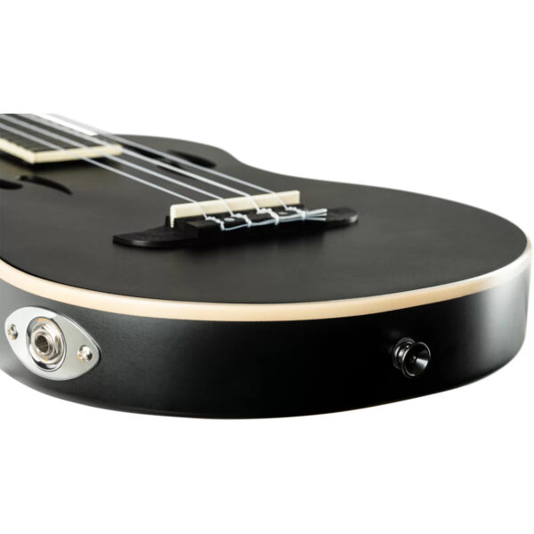 Ortega TourPlayer Series Tenor Size Left-Handed Ukulele - Matte Black - Output Jack Socket