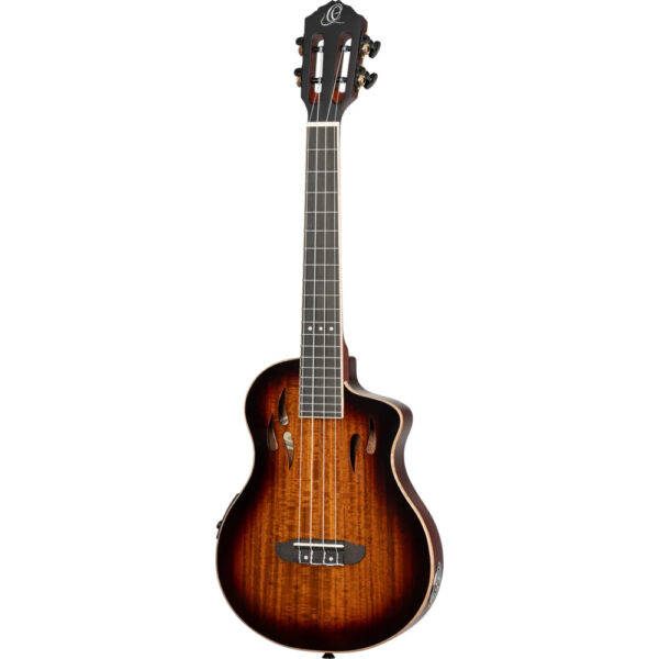 Ortega TourPlayer Series Tenor Size Ukulele - Acacia Burst - Angle