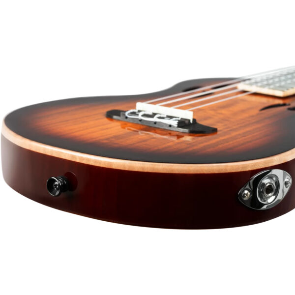Ortega TourPlayer Series Tenor Size Ukulele - Acacia Burst - Output Jack Socket